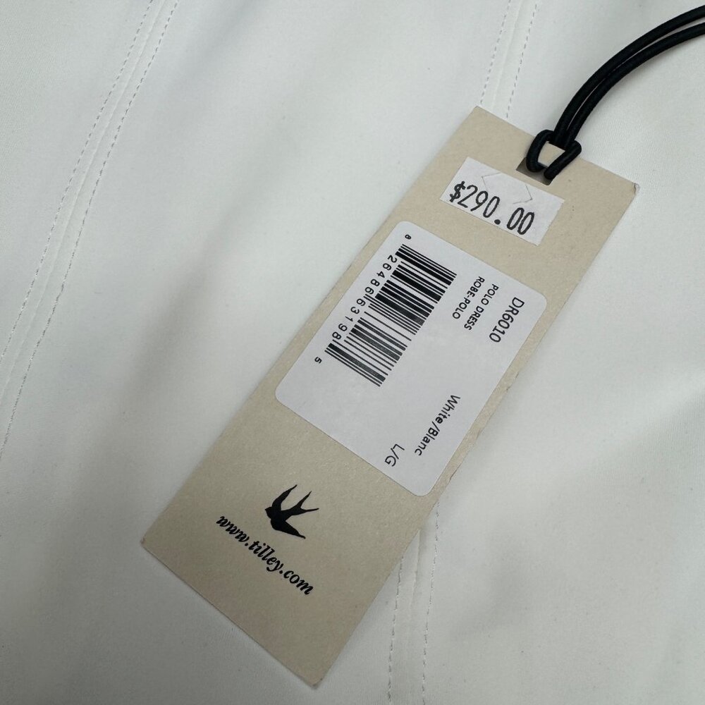 NWT Tilley Sleeveless Polo Dress Golf/Tennis Womens Large White Small Snag/Stain - Picture 5 of 13